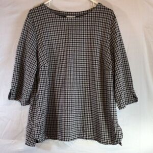 J. Jill 2X Ponte Check Tunic Top • Stretch Knit • Minimalist Classic Workwear
